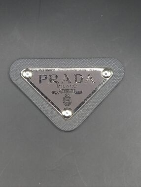 Gray Prada Triangle Patch/Croc Charm